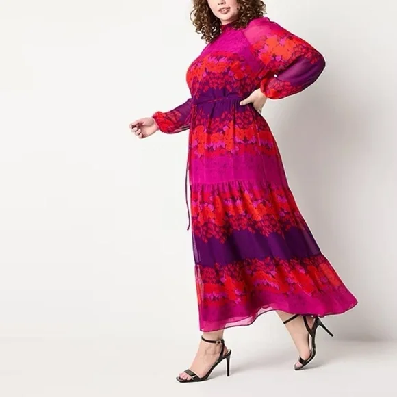 Melonie T Long Sleeve Floral Maxi Dress Size 20W NWT - Picture 1 of 9